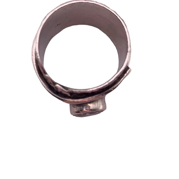 OOAK Adjustable Sterling Hammered Band w/Quartz Gemstone - Picture 11 of 13